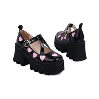Love Heart Strappy Mary Jane Platform Shoes - Thumbnail 5