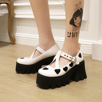 Love Heart Strappy Mary Jane Platform Shoes - Thumbnail 2