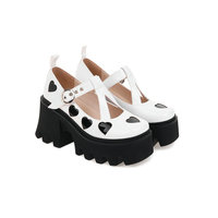 Love Heart Strappy Mary Jane Platform Shoes - Thumbnail 4