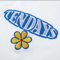 Cute Blue Lace Letter Embroidery Floral Print Short Sleeve Shirt Crop Top Aesthetic Casual Summer E-Girl Kawaii Korean Japanese Harajuku Streetwear - Thumbnail 5