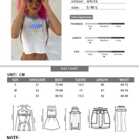 Cute Blue Lace Letter Embroidery Floral Print Short Sleeve Shirt Crop Top Aesthetic Casual Summer E-Girl Kawaii Korean Japanese Harajuku Streetwear - Thumbnail 6