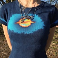 Cute Vintage Retro Planet Tie Dye Printed Crop Top Short Sleeve Shirt 90s Casual Summer E-Girl Kawaii Korean Japanese Harajuku Streetwear - Thumbnail 1