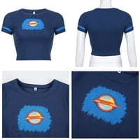 Cute Vintage Retro Planet Tie Dye Printed Crop Top Short Sleeve Shirt 90s Casual Summer E-Girl Kawaii Korean Japanese Harajuku Streetwear - Thumbnail 6