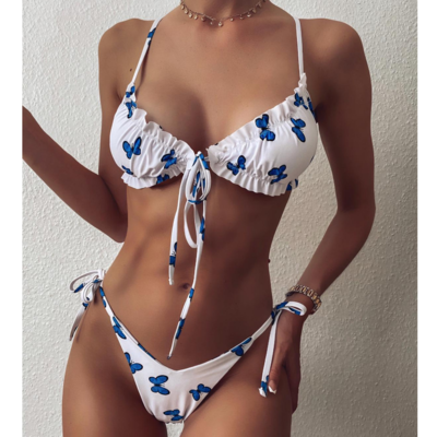 Butterfly print sexy bikini swimsuit