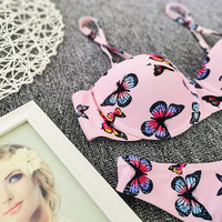 Sexy Butterfly Print Open Back Bikini Swimsuit - Thumbnail 1