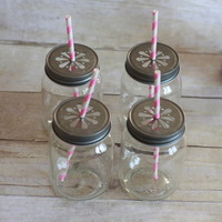 6 Daisy Cut Mason Jar Lids  - Thumbnail 2