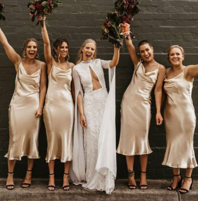 Simple Tea Length Bridesmaid Dresses for Wedding Party