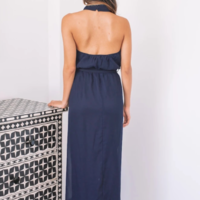 Chic Halter Navy Blue Chiffon Bridesmaid Dresses - Thumbnail 1
