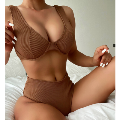 Solid color sexy bikini swimsuit set