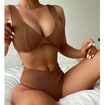Solid Color Sexy Bikini Swimsuit Set