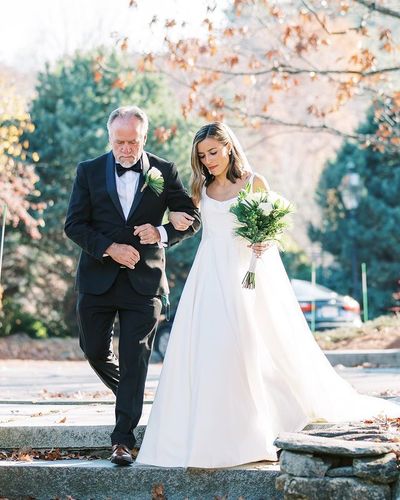 Elegant A-Line Square Neck White Satin Wedding Dresses