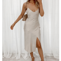 Solid Color Backless Sexy Sling Sleeveless Dress - Thumbnail 1