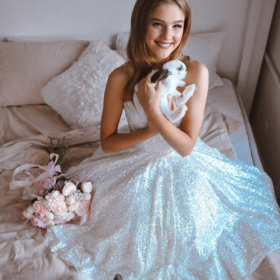 Sweetheart short white sequins prom dress - Thumbnail 4