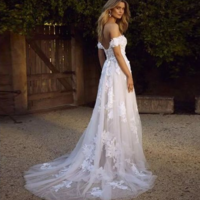 Gorgeous Off the Shoulder Tulle Lace Wedding Dresses - Thumbnail 1