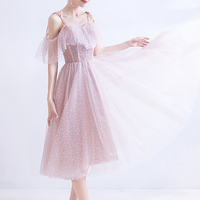 Pink tulle short A line prom dress homecoming dress - Thumbnail 4