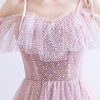 Pink tulle short A line prom dress homecoming dress - Thumbnail 6