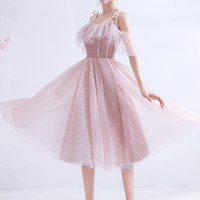 Pink tulle short A line prom dress homecoming dress - Thumbnail 8