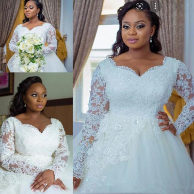 Plus Size Wedding Dresses Bridal Gown with Appliques Lace