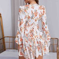 Women Lace Stitching Print Dress - Thumbnail 4