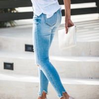 Elasticity Hole Hip Lift Denim Trousers - Thumbnail 3