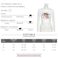 Cute 90s Vintage Betty Girl Cartoon Print White Short Sleeve Tshirt Crop Top Aesthetic Casual Summer E-Girl Kawaii Korean Japanese Haraju - Thumbnail 1
