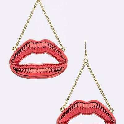 Metallic lip earrings