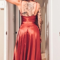 Simple A-Line Cowl Neck Spaghetti Straps Long Prom Evening Dresses - Thumbnail 1