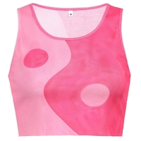 Cute Pink Ying Yang Crop Top Sleeveless Shirt Ribbed Vest Tank Aesthetic Casual Summer E-Girl Kawaii Korean Japanese Haraju - Thumbnail 2