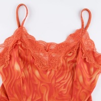 Cute Sexy Patchwork Lace Edge Stripe V Neck Mini Dress 90s Vintage Retro Aesthetic Casual Summer E-Girl Kawaii Korean Japanese Haraju - Thumbnail 5