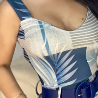 Women'S Printed Sling Skinny Sleeveless Jumpsuit - Thumbnail 1