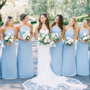 Simple A-Line Halter Sky Blue Chiffon Bridesmaid Dresses-1