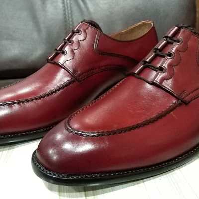 Luxury hand craft burgundy split lace up wedding shoes
