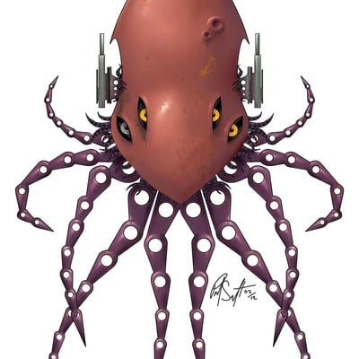 6" x 4" print - robot squid