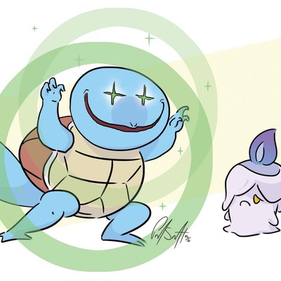 6" x 4" print - squirtle & litwick (pokemon)