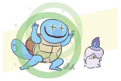 6" x 4" Print - Squirtle & Litwick (Pokemon)