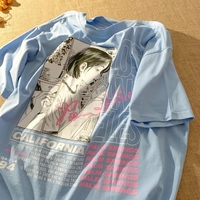 Cute Anime Girl Juice Box Cartoon Print Loose Oversize Short Sleeve T-shirt Punk Goth Aesthetic Casual Summer E-Girl Kawaii Korean Japanese Harajuku - Thumbnail 2