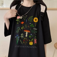 Cute Herbology Plant Mushroom Cartoon Print Loose Oversize Short Sleeve T-shirt Punk Aesthetic Casual Summer E-Girl Kawaii Korean Japanese Harajuku - Thumbnail 1