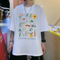 Cute Herbology Plant Mushroom Cartoon Print Loose Oversize Short Sleeve T-shirt Punk Aesthetic Casual Summer E-Girl Kawaii Korean Japanese Harajuku - Thumbnail 4