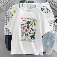 Cute Herbology Plant Mushroom Cartoon Print Loose Oversize Short Sleeve T-shirt Punk Aesthetic Casual Summer E-Girl Kawaii Korean Japanese Harajuku - Thumbnail 5