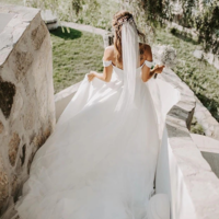 Off Shoulder Sweetheart Mermaid Tulle Wedding Dresses - Thumbnail 2