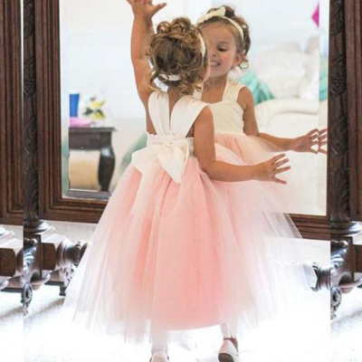 Cute a line pink tulle flower girl dresses