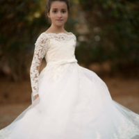 Ivory Floor length Lace Flower Girl Wedding Dresses - Thumbnail 1