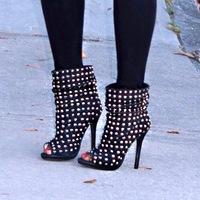  Gold Studded Booties - Thumbnail 1
