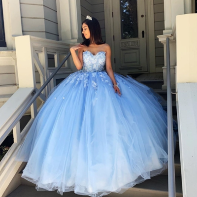 Ball gown princess sweetheart blue quinceanera dress - Thumbnail 2
