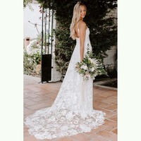 Beach A Line Lace Bridal Wedding Gowns Backless Wedding Dress Bridal Dress,1066 - Thumbnail 3