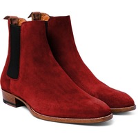 Handmade Men Maroon Suede Chelsea Boot, New Ankle Boot - Thumbnail 1