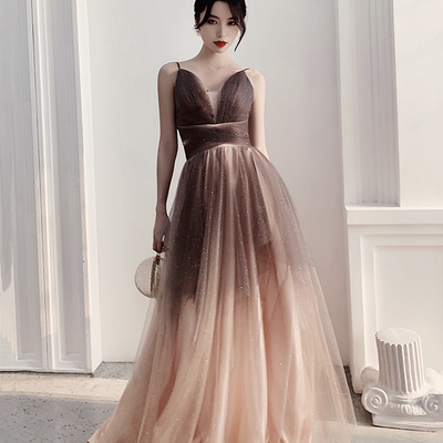 Cute tulle long a line prom dress evening dress - Thumbnail 2