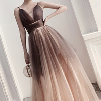 Cute tulle long A line prom dress evening dress - Thumbnail 2