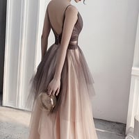 Cute tulle long A line prom dress evening dress - Thumbnail 3