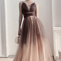 Cute tulle long A line prom dress evening dress - Thumbnail 4